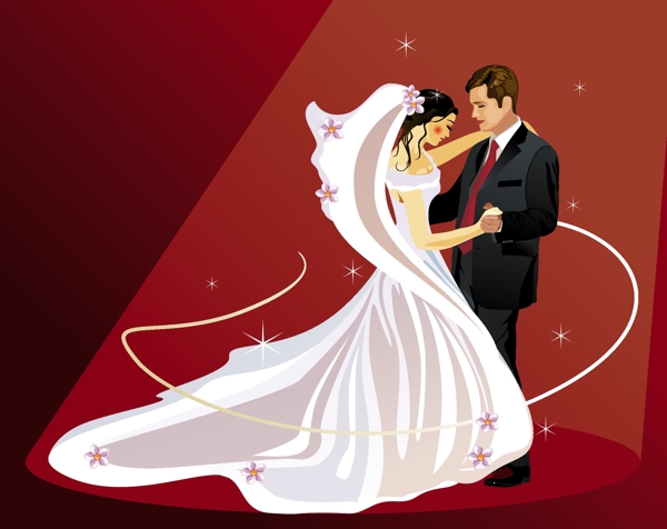 新婚夫妇的婚礼矢量插画
