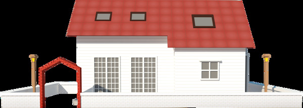 红色卡通房子元素设计