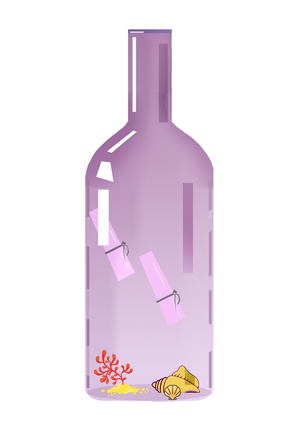 梦幻紫色漂流瓶插画