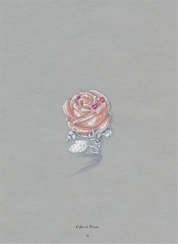 手绘彩色玫瑰珠宝戒指图片素材