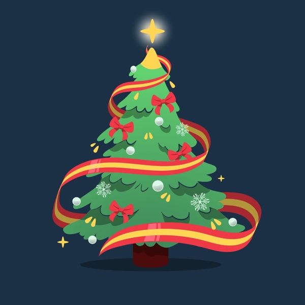 实力彩色彩带圣诞树