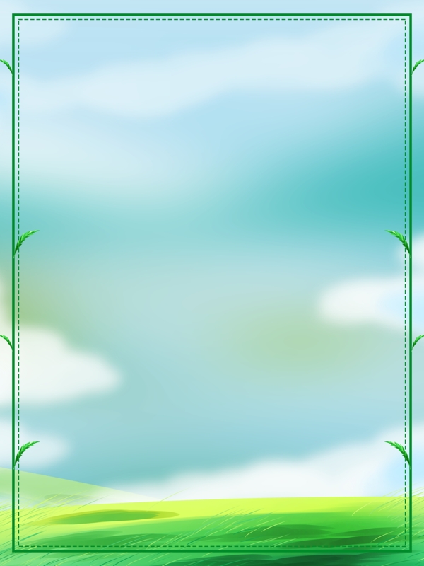 彩绘绿色模板环保边框背景素材