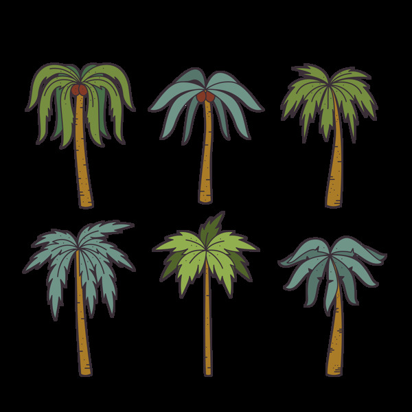 手绘椰子树免抠png透明图层素材