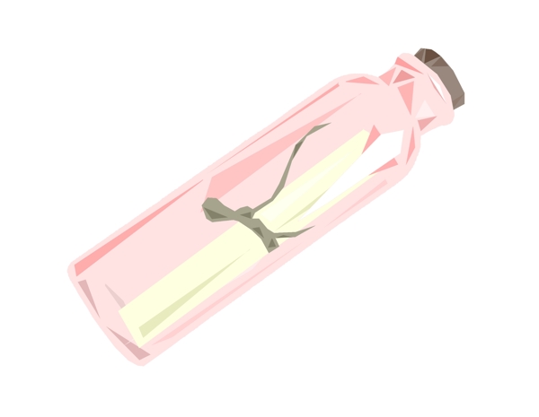 粉色愿望漂流瓶插画
