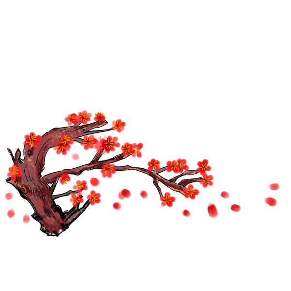 卡通手绘红梅中国风设计