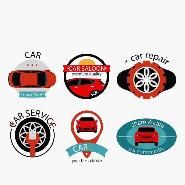 彩色现代的汽车logo素材