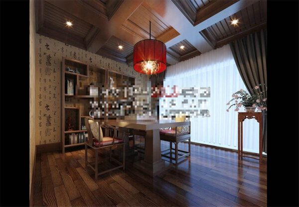 中式书房装修模型