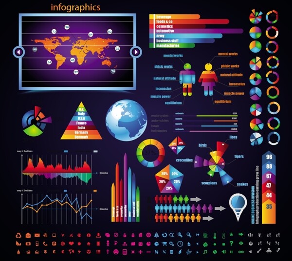 多彩数据信息图矢量素材