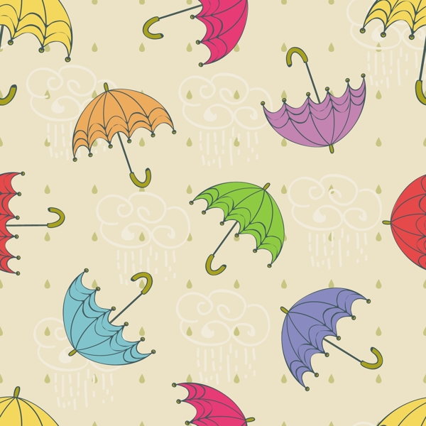 拿着雨伞的无缝雨季模式
