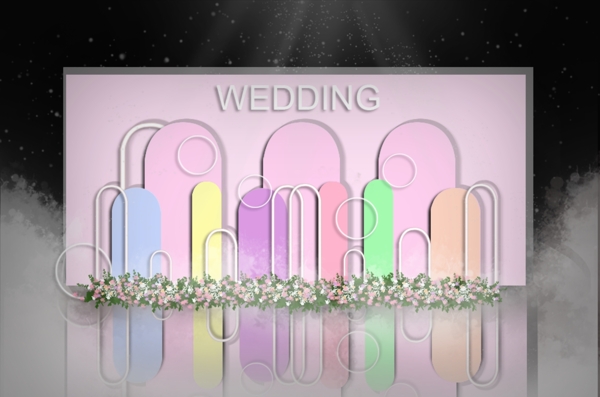 粉色迎宾区婚礼效果图