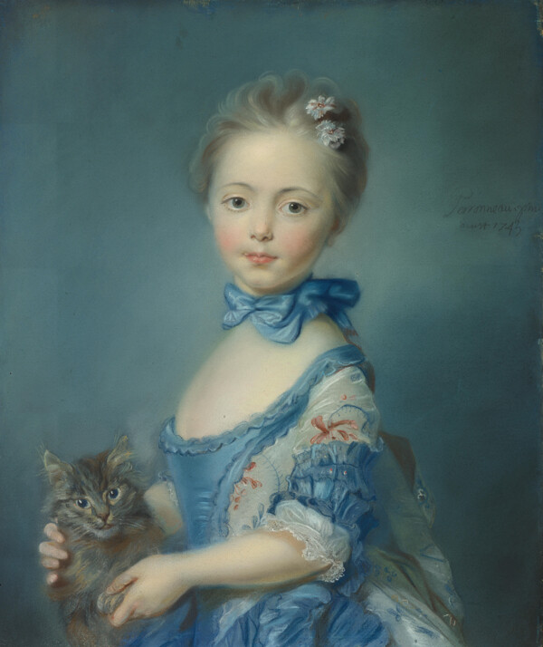 一个女孩和一只小猫图片