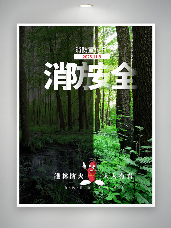 护林防火人人有责119消防日宣传创意海报