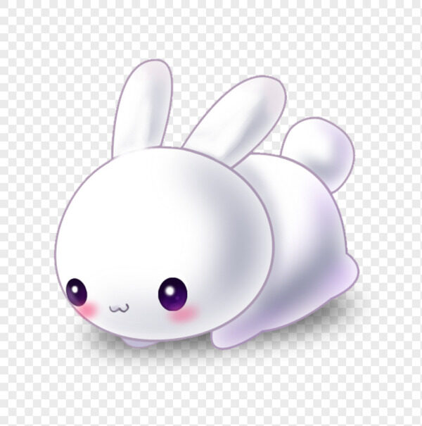 手绘简约白色大眼睛可爱小兔子趴在地上