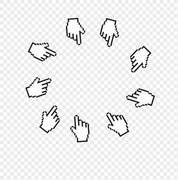 手绘一圈白色手指鼠标图表免扣元素