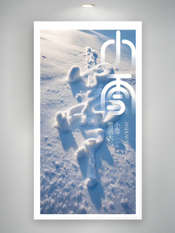 唯美雪景小雪节气简约创意海报