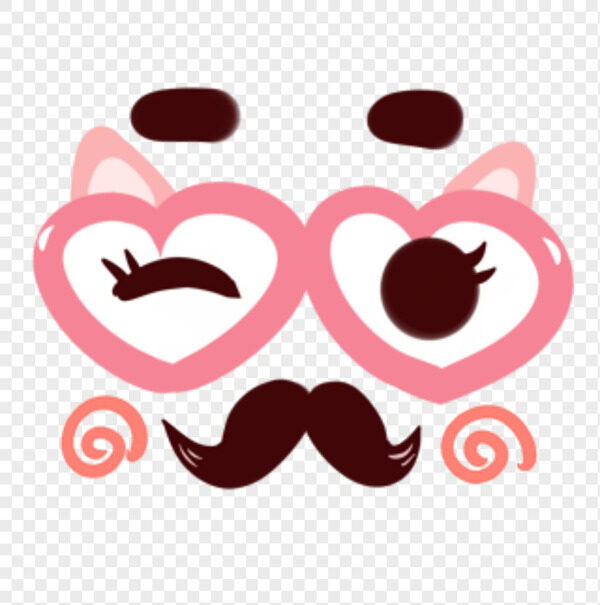 眨眼粉色爱心眼镜翘翘小胡子粉色腮红表情包