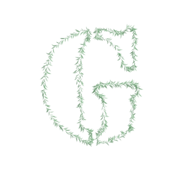 手绘设计树叶造型字母G