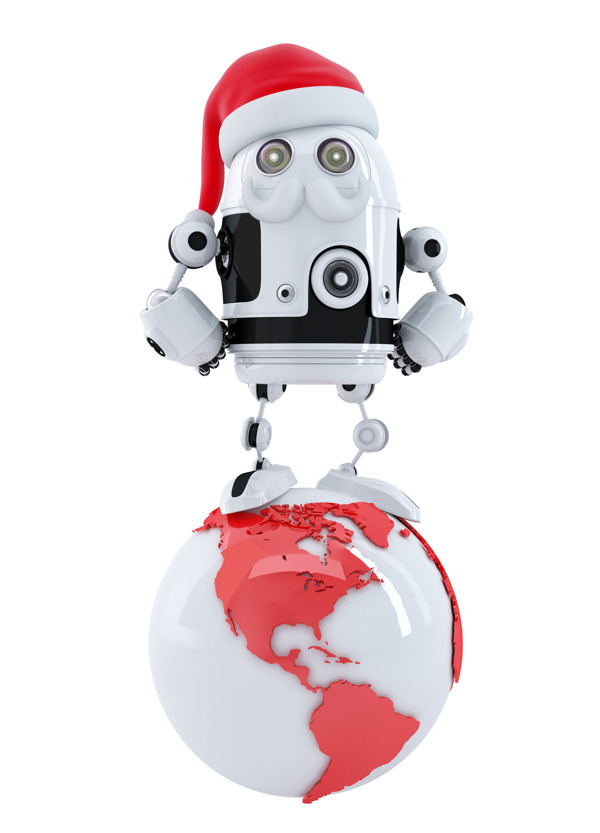 圣诞老人在世界机器人技术的概念