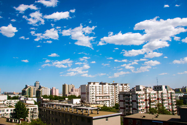 蓝天白云下的高楼图片