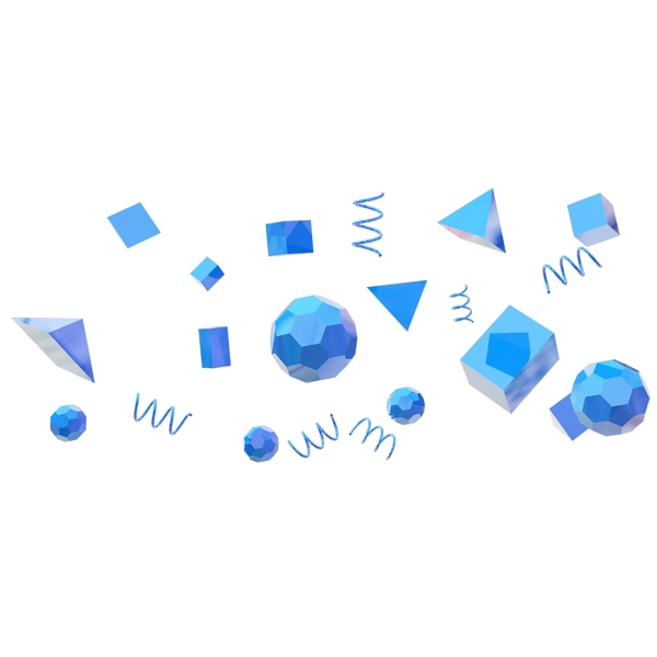 3D蓝色多边形悬浮颗粒卡通立体C4D电商
