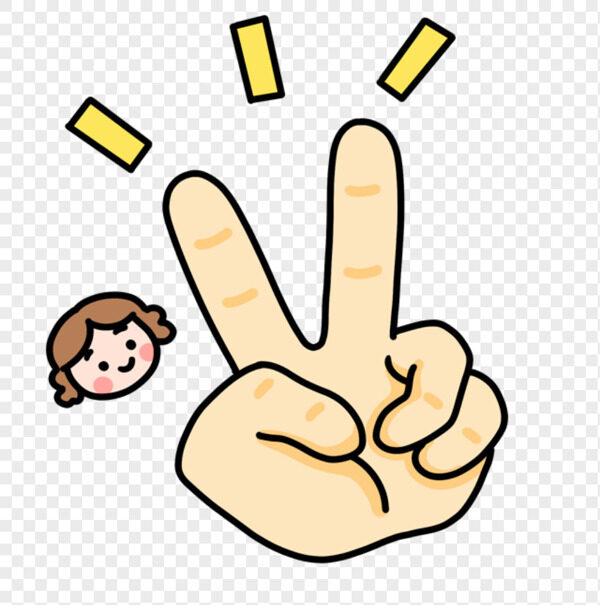 卡通女孩超大比手势耶胜利发光