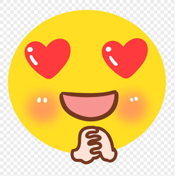 卡通两手紧抱眼睛冒爱心超开心表情包