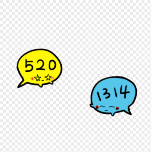 5201314黄色蓝色手绘小表情气泡对话框