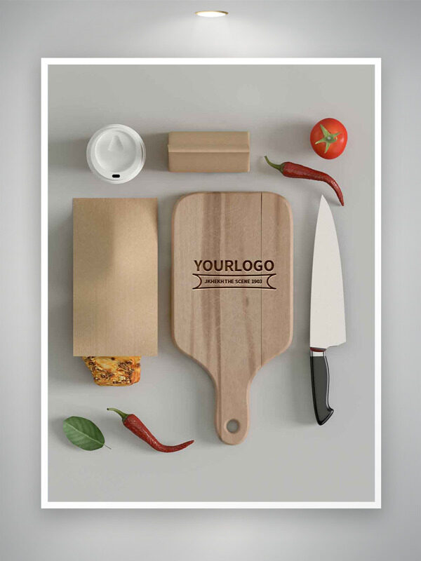 西红柿辣椒点缀厨房用具物料样机