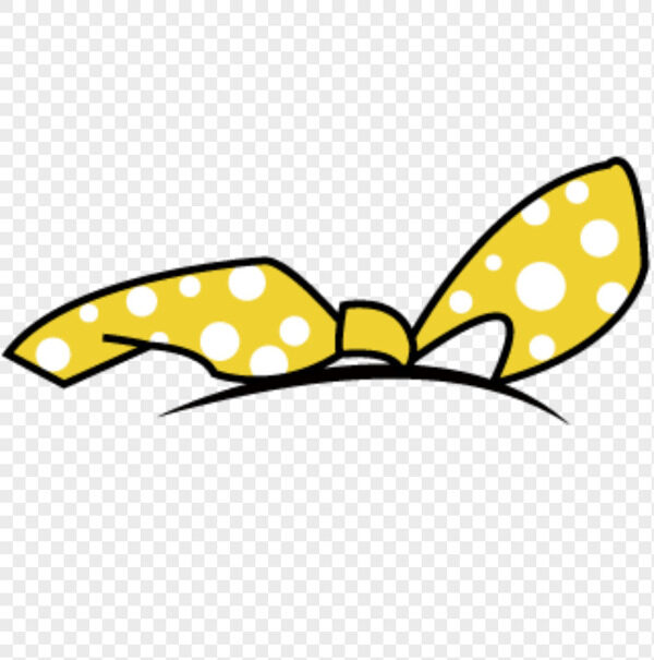 手绘白色波点黄色卡通蝴蝶结发箍头饰