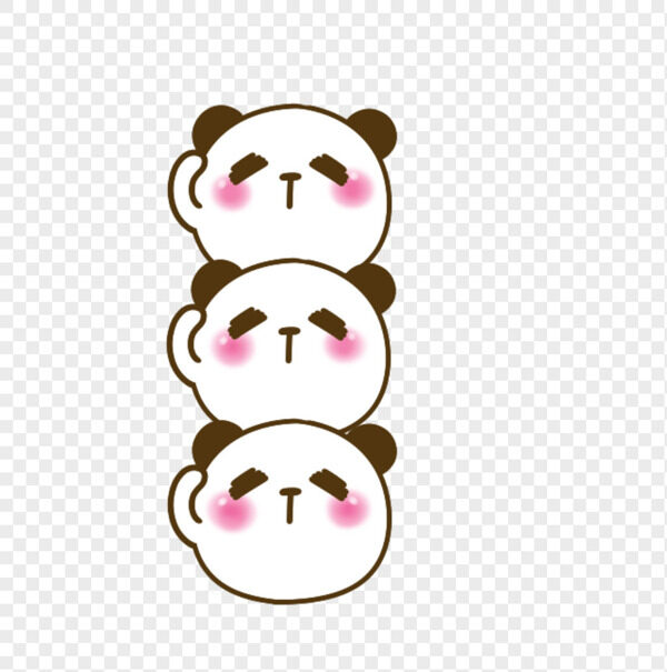 卡通手绘害羞三只小熊猫叠叠乐手账装饰