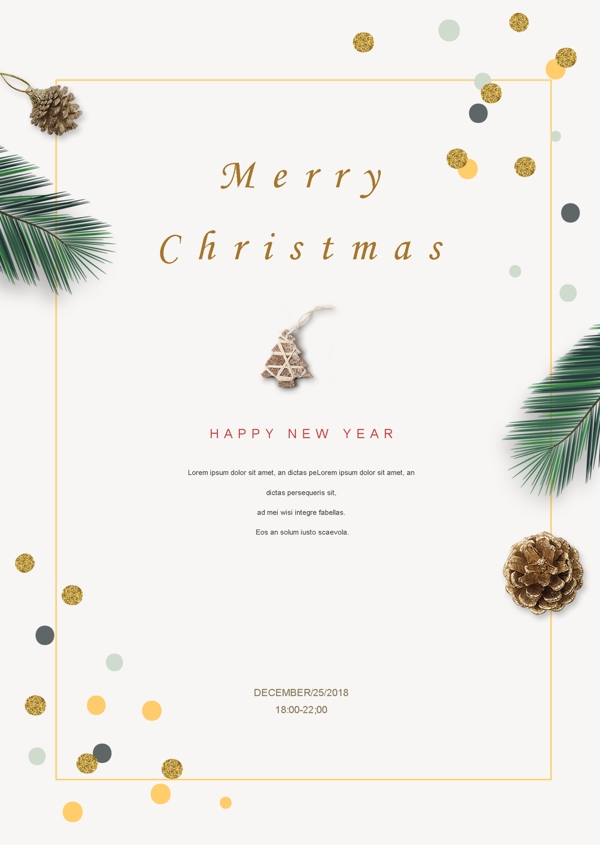 浅白色优雅和简单的颜色是圣诞节节日快乐庆祝邀请函的海报模板