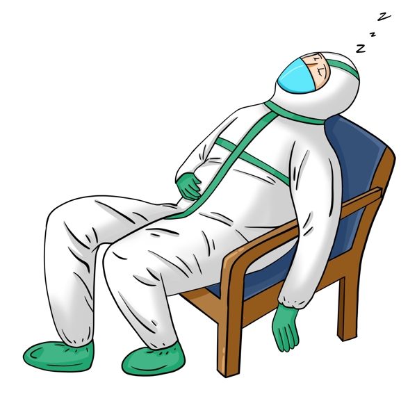 工作疲惫睡着的医生原创手绘卡通