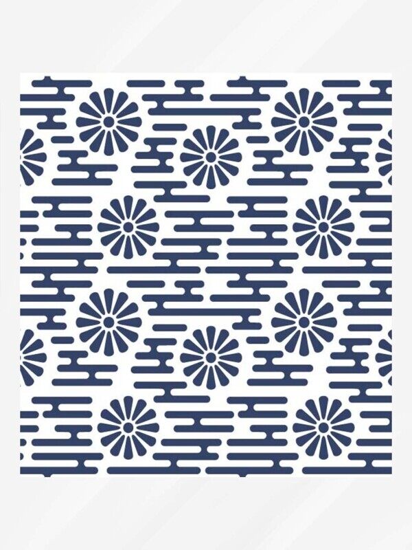 花朵水滴拼凑小花蓝色古风线条背景