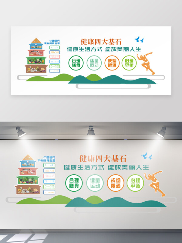 食物金字塔健活食堂文化墙