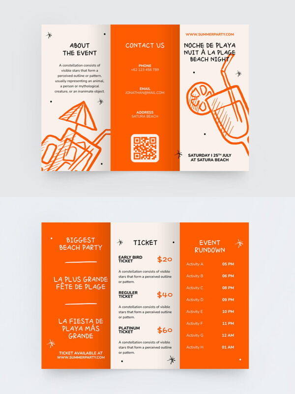 橙色主题创意手绘饮品插画菜单菜谱设计