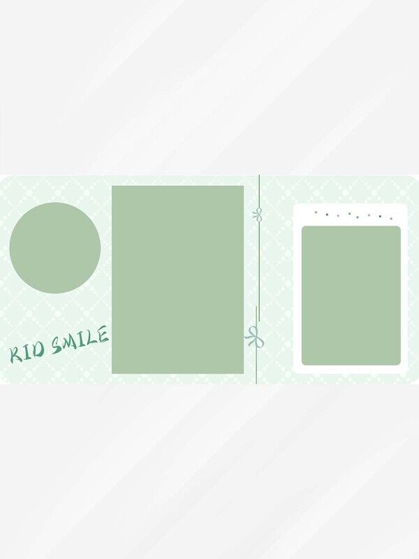 绿色圆形方形三宫格小清新儿童影集排版样机