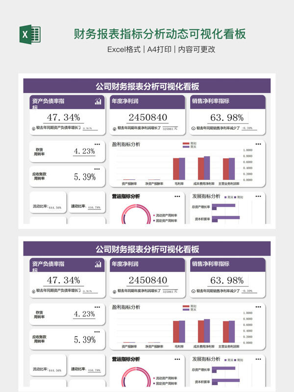 财务报表指标分析动态可视化看板