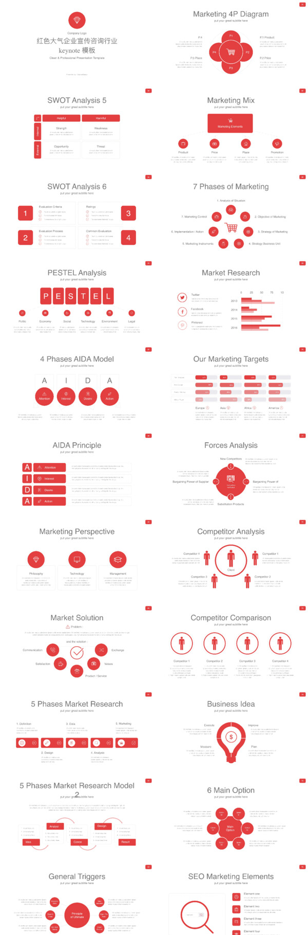 红色大气企业宣传咨询行业keynote模板