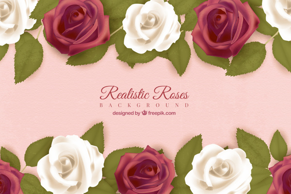 粉红色背景与玫瑰在现实中的设计