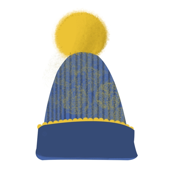 蓝色保暖帽子插画