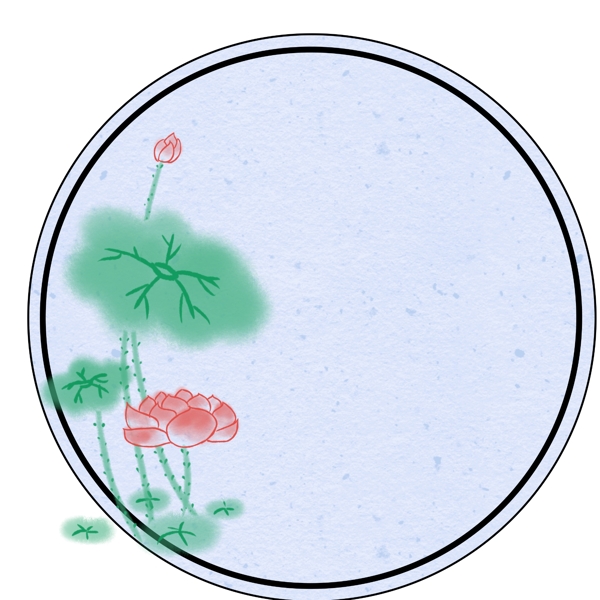 复古清新荷花边框