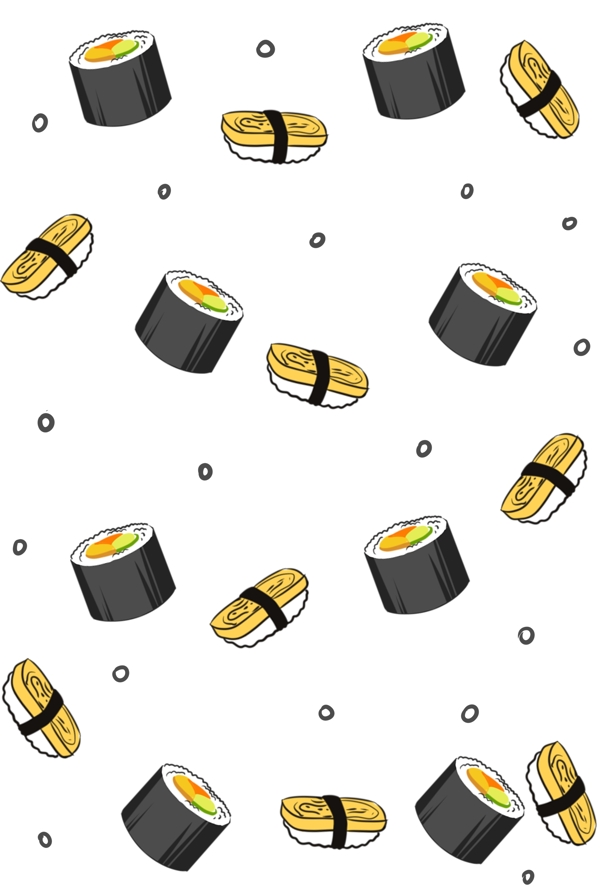 手绘寿司美食底纹插画