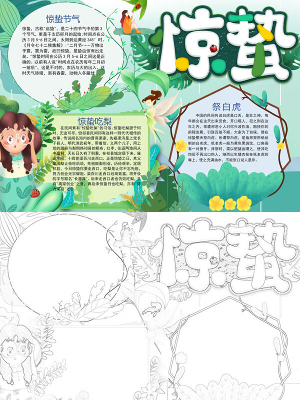 惊蛰节气习俗手抄报