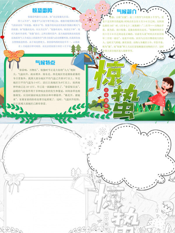 精美惊蛰节气介绍手抄报