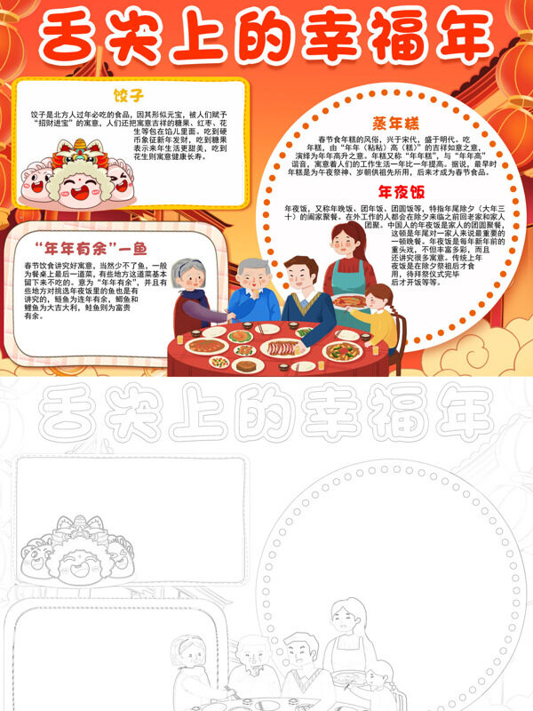 舌尖上的幸福年春节饮食手抄报