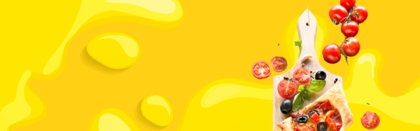 黄色柠檬鲜艳水果banner背景