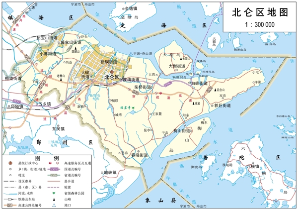 浙江宁波市北仑区标准地图32K