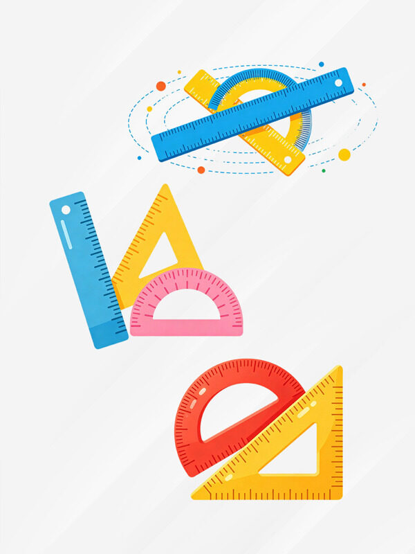 彩色学习文具套尺插画