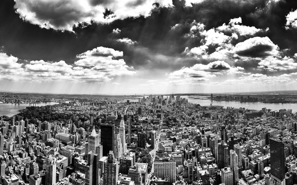 黑白城市风景图图片
