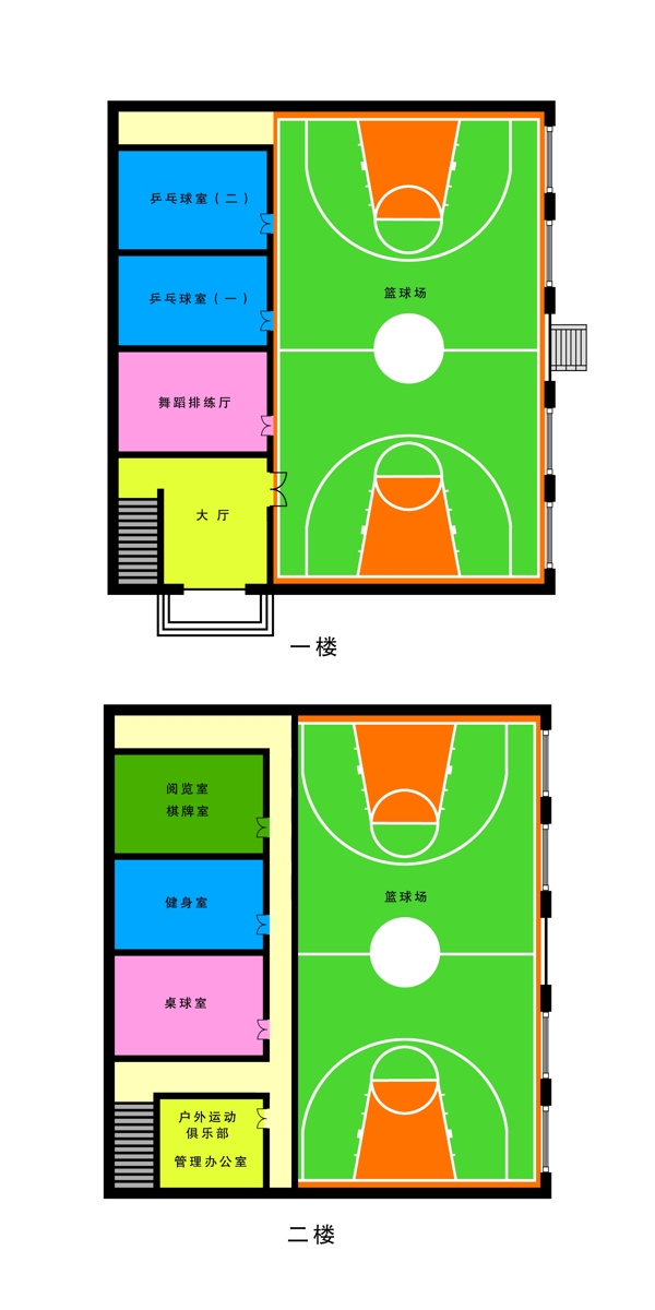 文体平面图篮球场布局